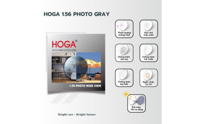 Tròng kính đổi màu khói Hoga 1,56 Photo Grey SHMC
