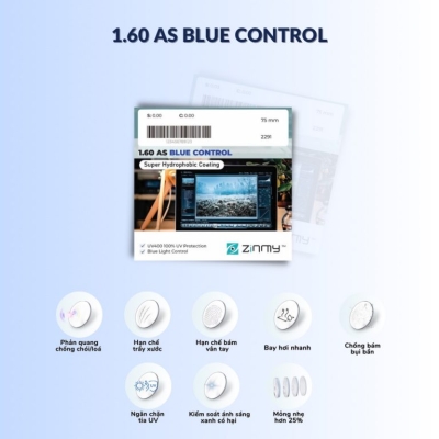 Tròng chống ánh sáng xanh Zinmy 1.60