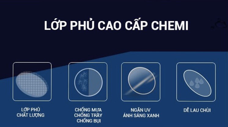 Lớp phủ cao cấp bề mặt tròng kính chemi