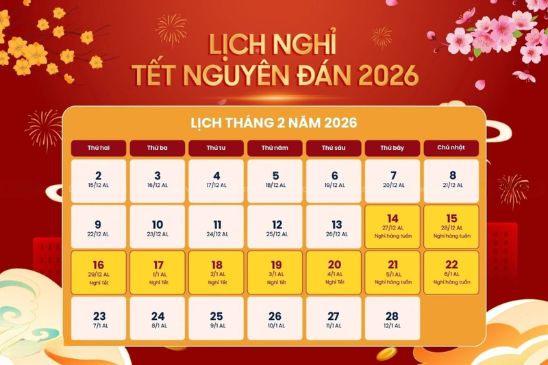 Lịch nghỉ tết âm lịch